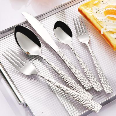 5-teilige Bestecksets aus gehämmertem Edelstahl Westliches Tafelgeschirr für Restaurant Messer Gabel Löffel Teelöffel Kuchengabel Dinner-Set