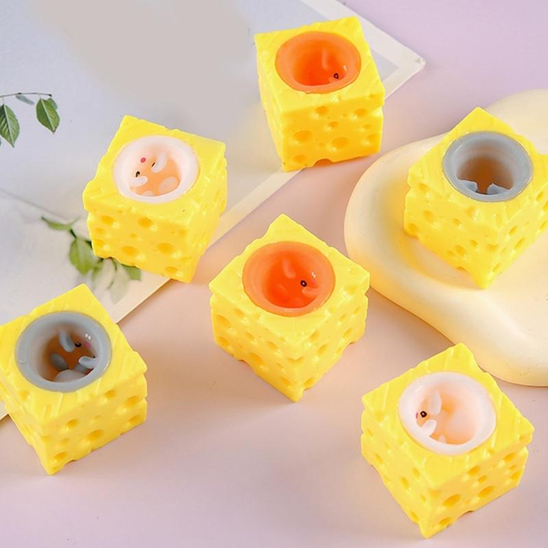 Squeeze Cheese Stress Ball Mouse Shaped Sensory Squeeze Toy For Adults Children Office Home Use Soft Durable TPR Material