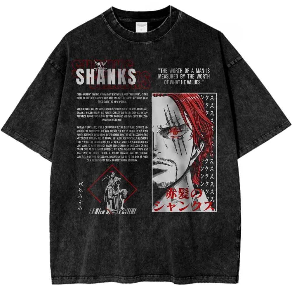 

ONE PIECE Shanks Anime Fashion High-end Sports Brand T-Shirt Designer Illustration Pattern Street Harajuku Summer 2026 New L білий