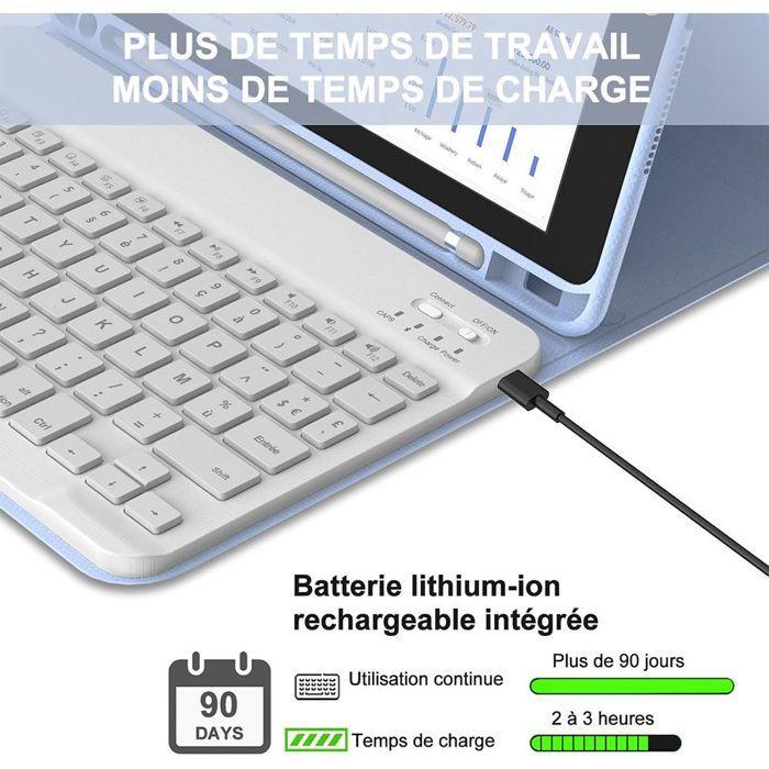 Coque Clavier pour iPad A16 (11") / iPad 10 2022 (10,9") Synthécuir Lavande avec Clavier + Stylet + Souris