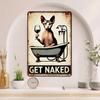 Humorous Retro Sphynx Cat In Bathtub Iron Sign  MustHave Wall Art for Pet Lovers  Showcasing Unique Vintage Cat Design