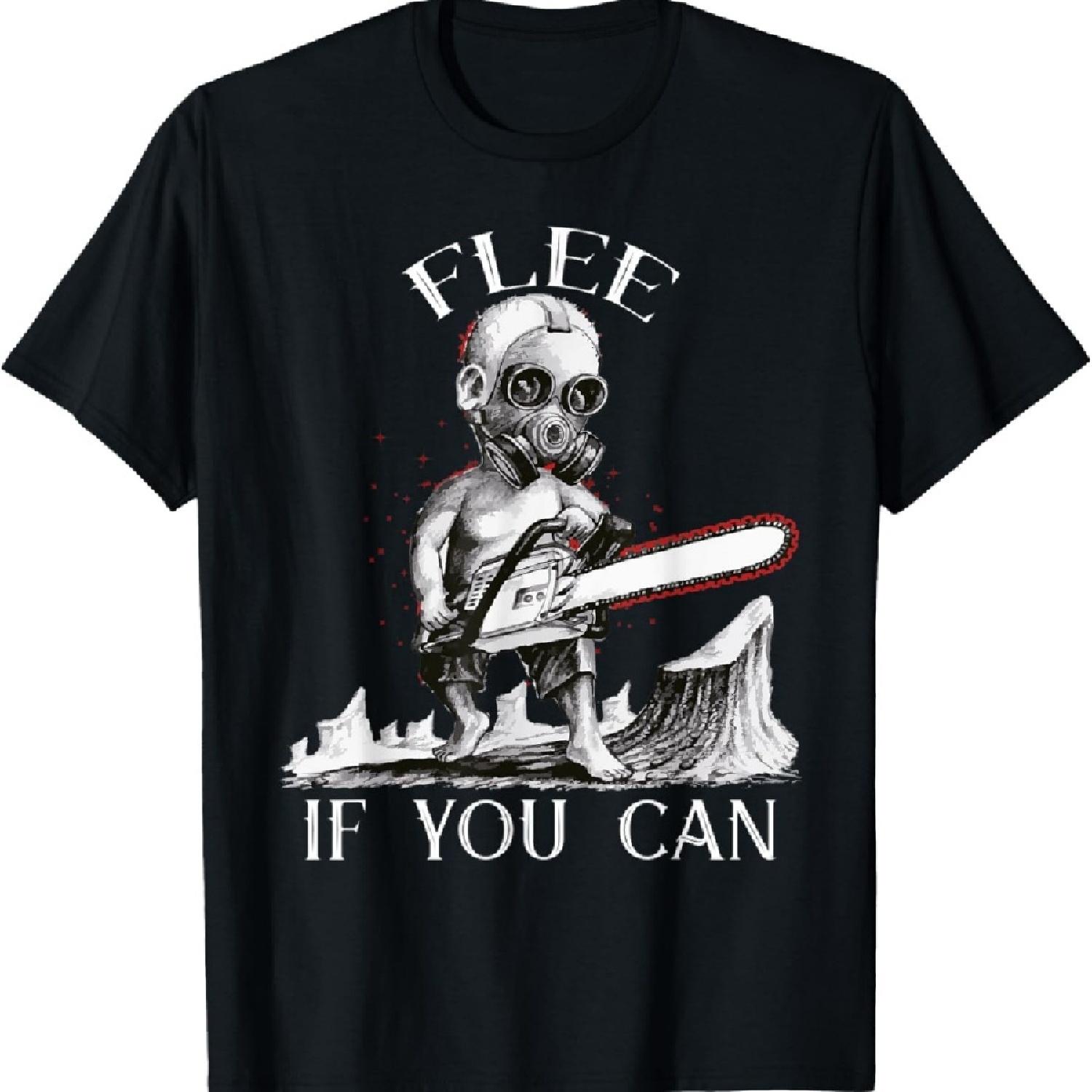 Хэллоуинский маньяк-младенец с бензопилой и противогазом, футболка ужасов S