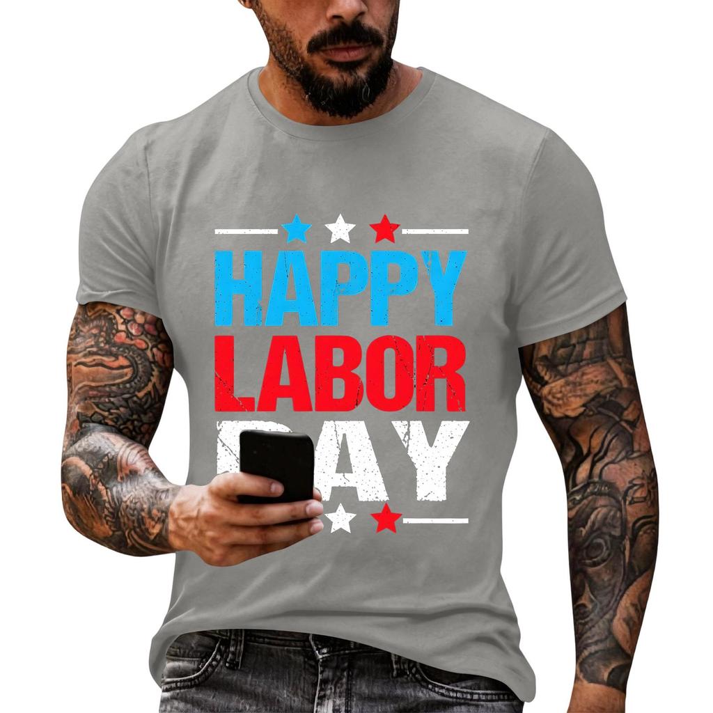 Men's Casual Loose Fit Short Sleeve T-Shirt Crew Neck Printed Graphic Tee Summer Top for Everyday Wear