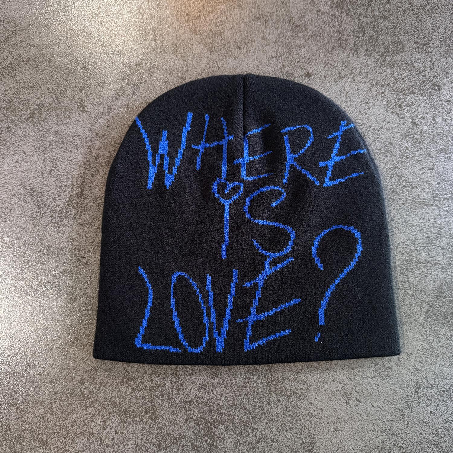 Niche letter bald hat women s knitted wool hat, ear protection, small cold hat, sweet and cool pullover hat One size fits all (55-59cm)