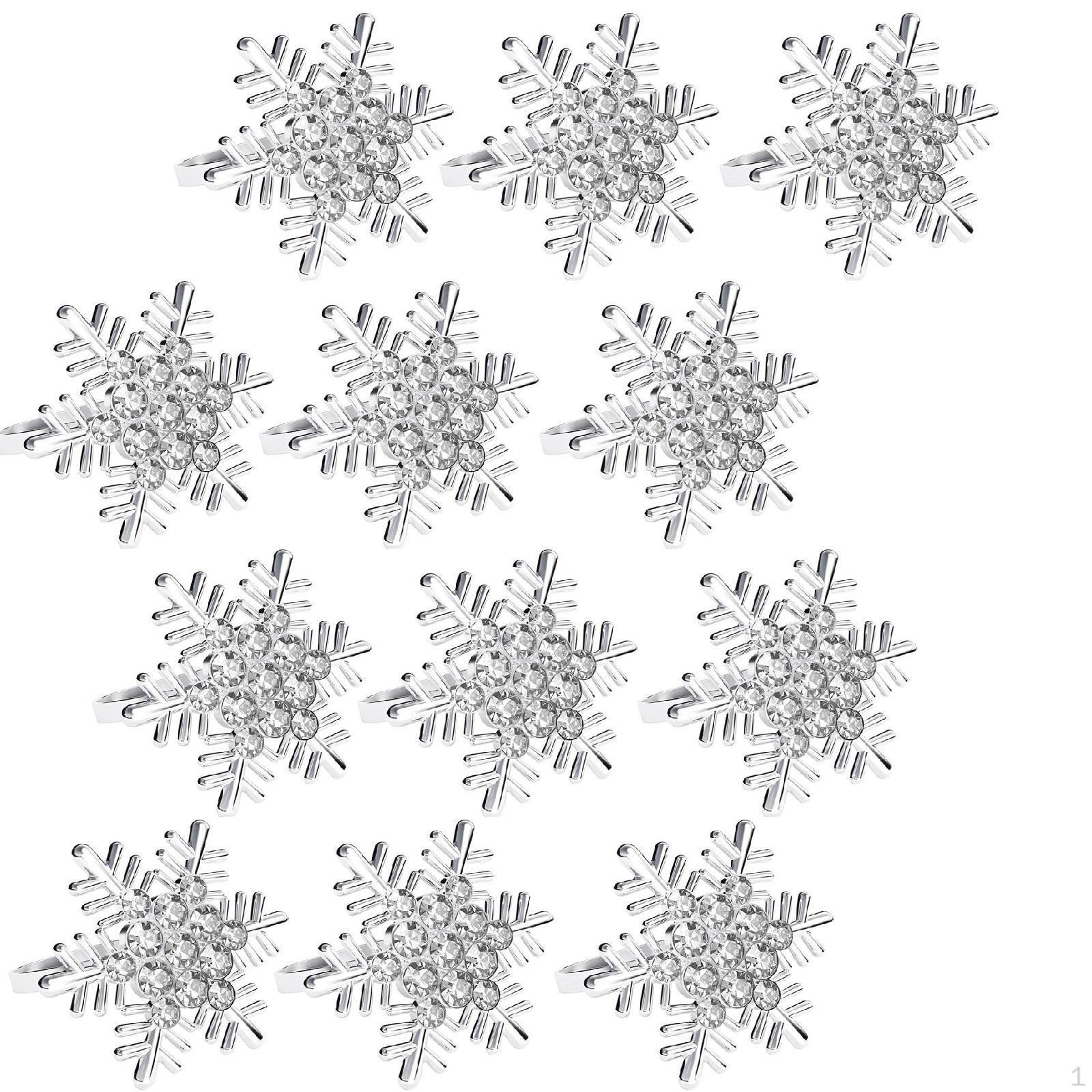 Упаковка из 12 держателей для салфеток в виде снежинок для праздничных встреч серебряный