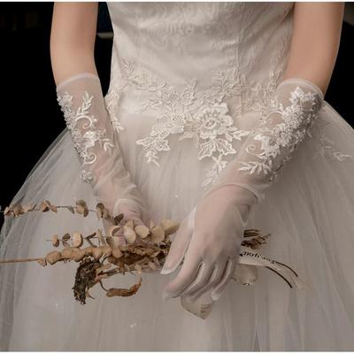 Fashion White Lace Wedding Dressy Gloves Flora Long/Short Bride Gloves Brides Accessories Driving Mittens For Women Girl