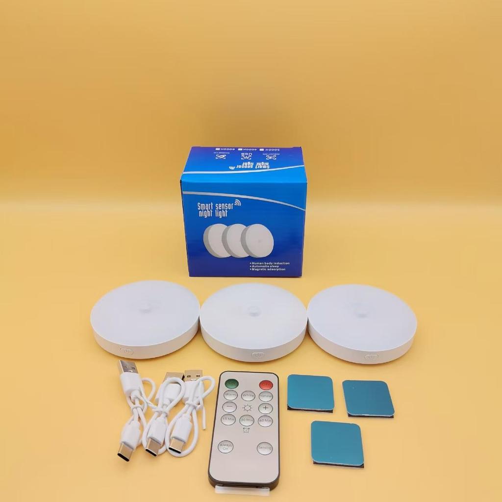 LED Remote Control Three Color Induction Night Light USB Rechargeable Kitchen Closet Stairs Showroom Combination Magnetic Cabinet Light