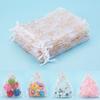100pcs white printed Drawstring Gauze Bag Organza Bag Packing Holder Color Gold Yarn Candy christmas gifts Bags