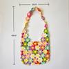 Handmade Crochet Shoulder Bag For Women Colorful Flower Patchwork Hollow Out Knitted Tote Bag Boho Style Casual Travel Handbag