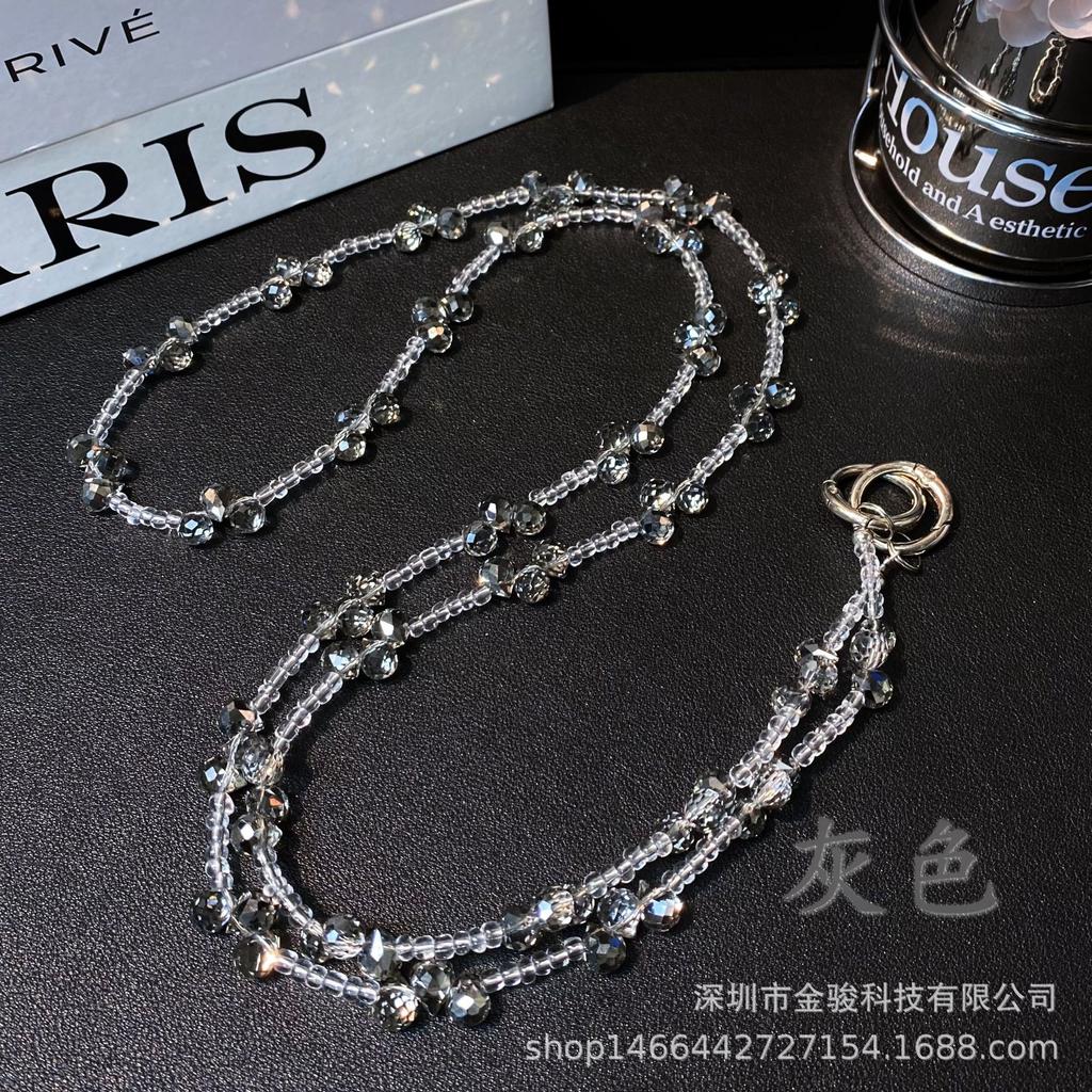Phone Chain Crossbody Crystal Beads Long Chain Can Be Carried on Back Simple Shoulder Handmade Chain Ins Water Drop Beads Bag Hanging