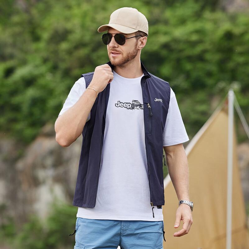 

JEEP Men s Stand Collar Multi-Pocket Vest L