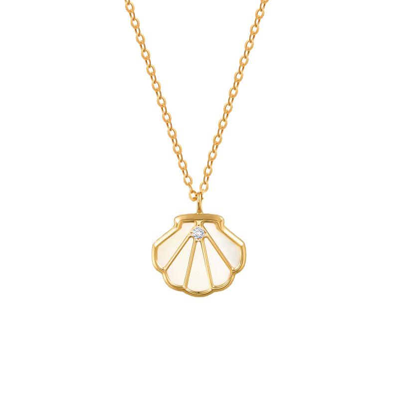 Trendy One-Piece Necklace: Fashionable White Mother-of-Pearl Pendant on S925 Sterling Silver 925 Sterling Silver
