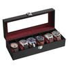 SONGMICS Watch Case for 6 Made of Watch Collection Case with Transparent Watch Accessory Day Birthday Celebration JWB006R01 Watches, PU, Storage,