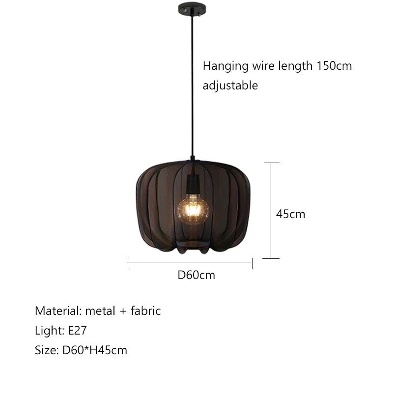 Modern Wabi Sabi Fabric Pendant Chandelier Living Dining Room Bar Led Pendant Lamp Restaurant Bedroom Hanging Light Fixture