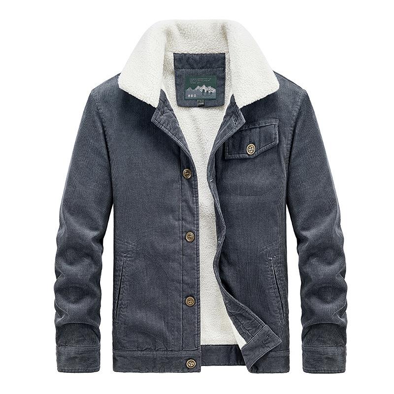 

Зимняя вельветовая куртка мужская утолщенная стеганая куртка стеганая стеганая куртка стеганая куртка из овечьей шерсти M серый