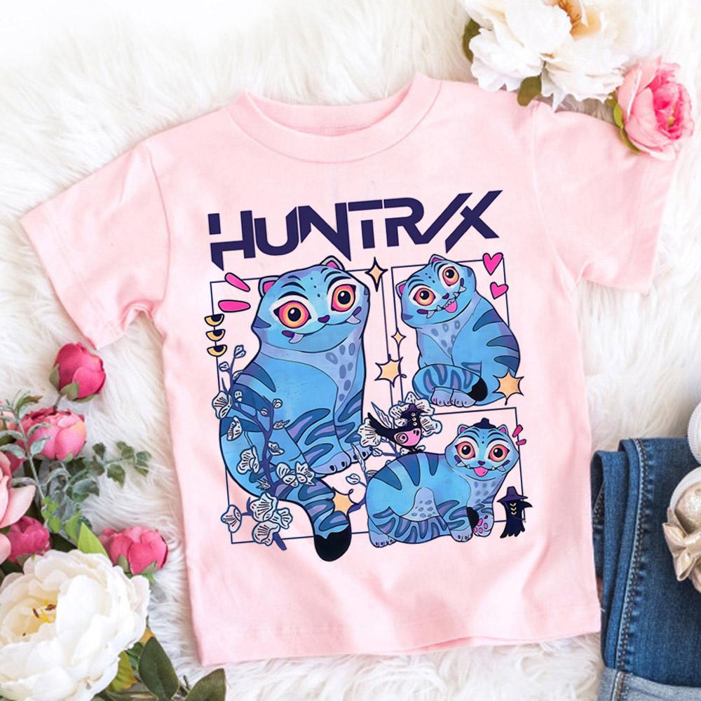 2025 Summer Kpop Demon Hunters T Shirt Kids Cartoon Anime Meme Print Clothes Round Neck Basic Grils Tops Casual Shirts Gift