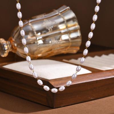 Personalized Imitation Pearl Fake Pearl Stainless Steel Fashion Gold Bracelet Necklace Women