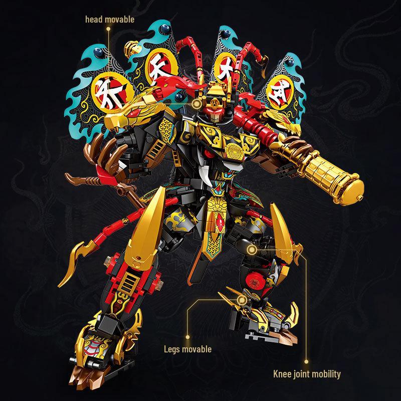 Sun Wukong Mecha Building Blocks - Mythological Transformable Toy Compatible with Lego for Boys