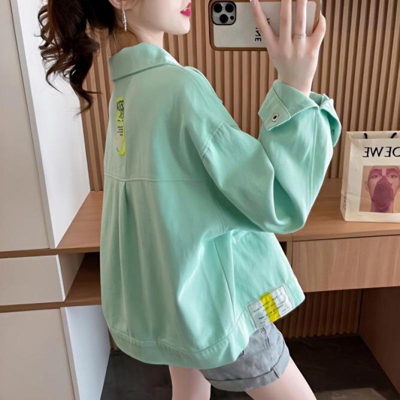 

Корейская джинсовая куртка для миниатюрных женщин, весна 2025 - Стильная, Молодящая, Универсальная, Свободного кроя XL [125-135 lbs]