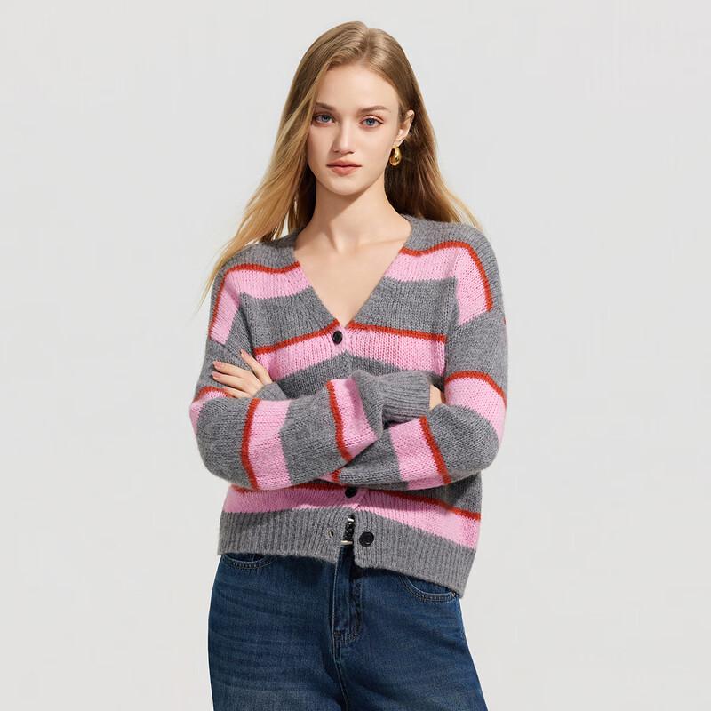Tatou Women's Striped V-Neck Knit Cardigan