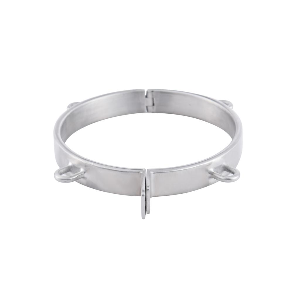 Blokowana obroża na szyję ze stali nierdzewnej 304 z 4 pierścieniami Metalowe ograniczenie duszące Bondage Niewolnik SM Zabawki erotyczne dla pary