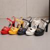 Red Women Platform Slingback Sandals Peep Toe High Spike Heel Large Plus Size 50 Nightclub