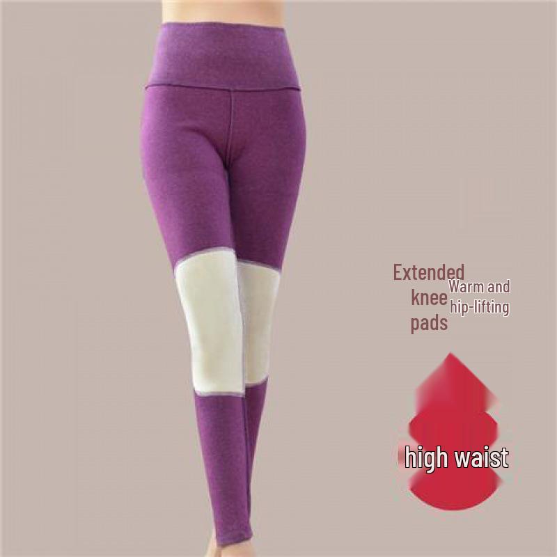 High Waist Thermal Knee-Lined Leggings for Women - Thick, Fleece-Lined, Winter Warmth and Body Shaping.