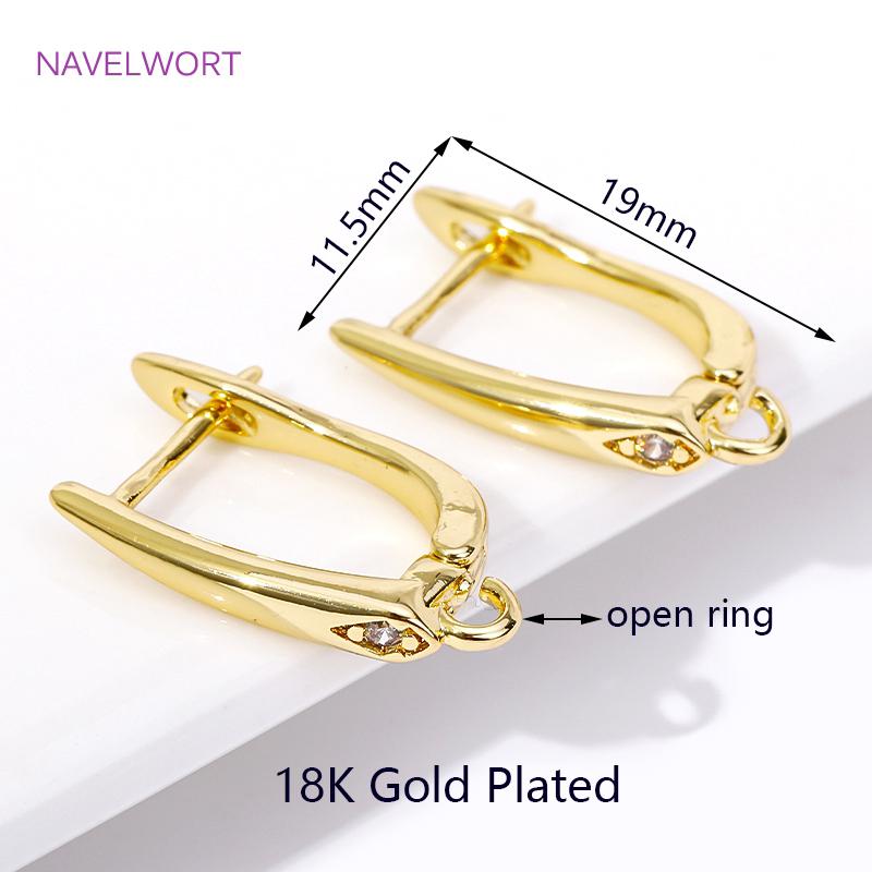 DIY Earring Making Accessories 18K Gold Plated Smooth Earring Hook Clasps Brass Metal Earwires Hooks,Jewelry Making Supplies