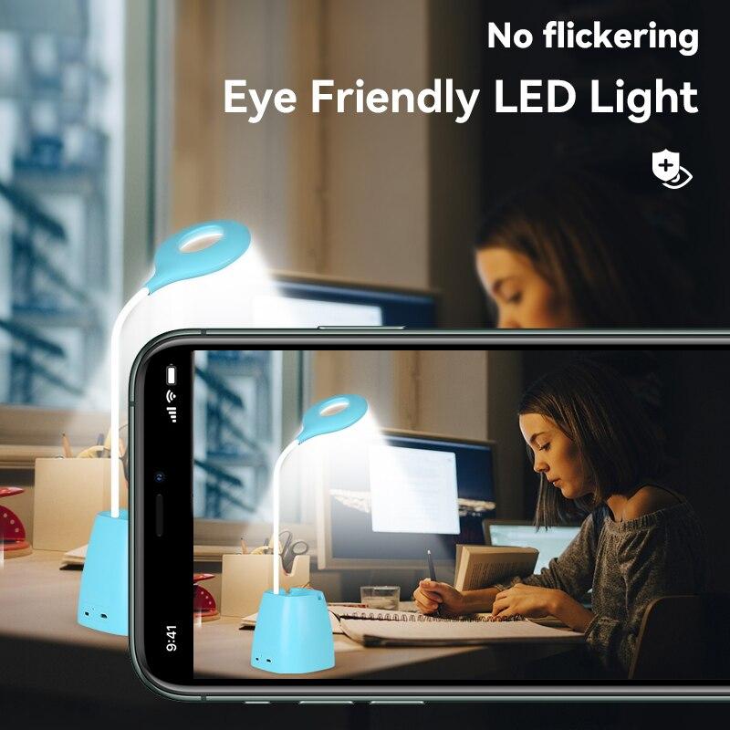 Flexo Desk Lamp Led Touch Dimmable Table Lamp With Clamp Book Reading Light Pen Holder For Study Office Lighting USB Charging