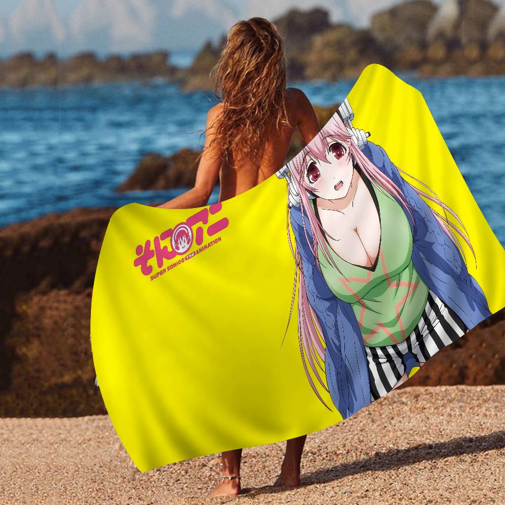 Classic Anime Super Sonico Microfiber Printed Beach Towel Mountain Climbing Yoga Beach Swimming Running Absorbent Soft Towel