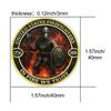 US Fire Brigade Commemorative Coin, Fire-resistant, Gold-plated, Double-sided Color Printed Embossed Metal, Commemorative Medal, Medal