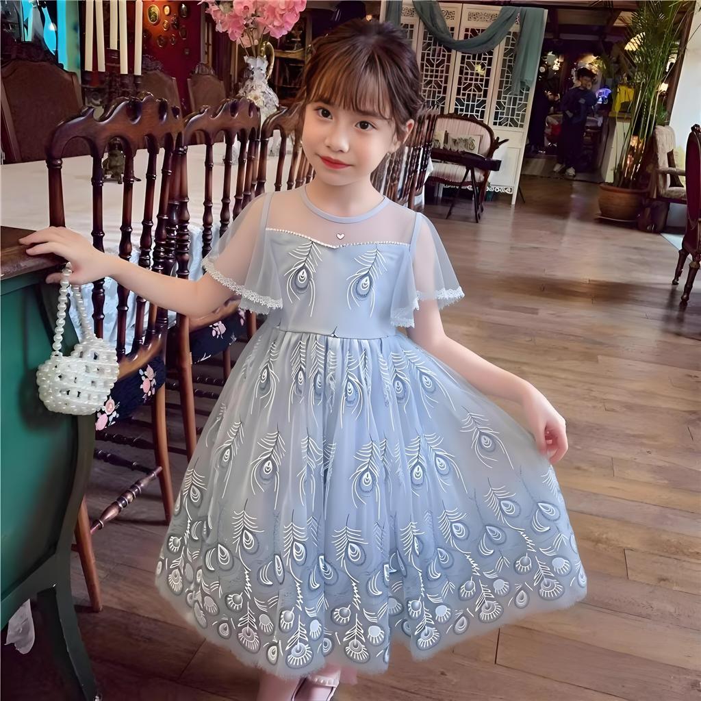 Girls' Summer Dress 2026 New Style Summer Girls' Elegant Mesh Medium sized Princess Skirt Children's Skirt Summer
