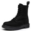 Lychee Pattern 1460 Work Boots Women's Top Layer Soft Cowhide Pure Black Boots Nubuck Leather Motorcycle Boots Round Toe Trend