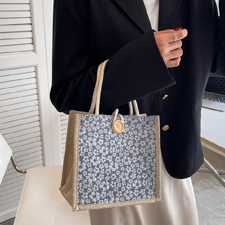 Casual Burlap Handbag Lightweight Shopping Bag Reusable Grocery Beach Bags