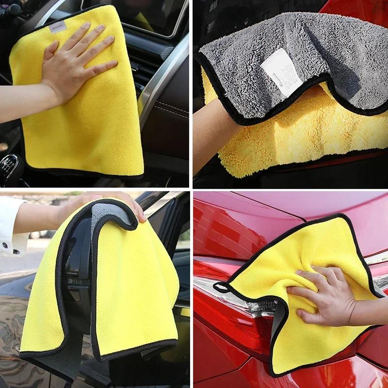 Microfiber Car Washing Towel 400GSM Thicken Double-Sided Coral Velvet Clean Towels High Water Absorption Car Wash Drying Cloth