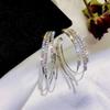 1 Pcs Fashion Jewelry Accessories Women Exaggerated Rhinestone Sparkling Round Hoop Earrings Large Round Earrings