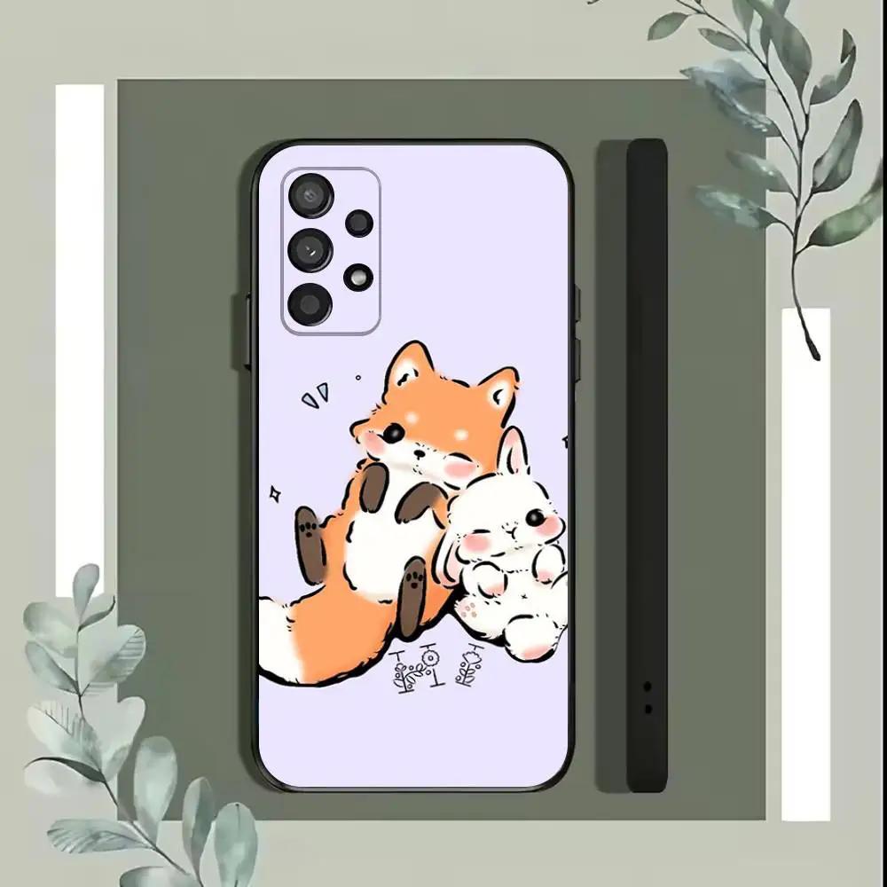Handyhülle mit Cartoon-Tieren (Bär, Fuchs) für Samsung S25, S24, S21, S22, S23, S30, Ultra, S20, Plus, Fe, Lite, 5G (Schwarz)