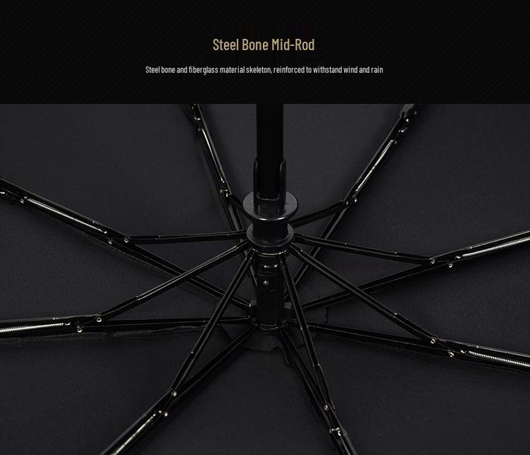 Men's Extra Large Solid Color Automatic Folding Umbrella - Self-Opening & Closing, Three-Fold Design, Sun & Rain Protection, Ideal for Business.
