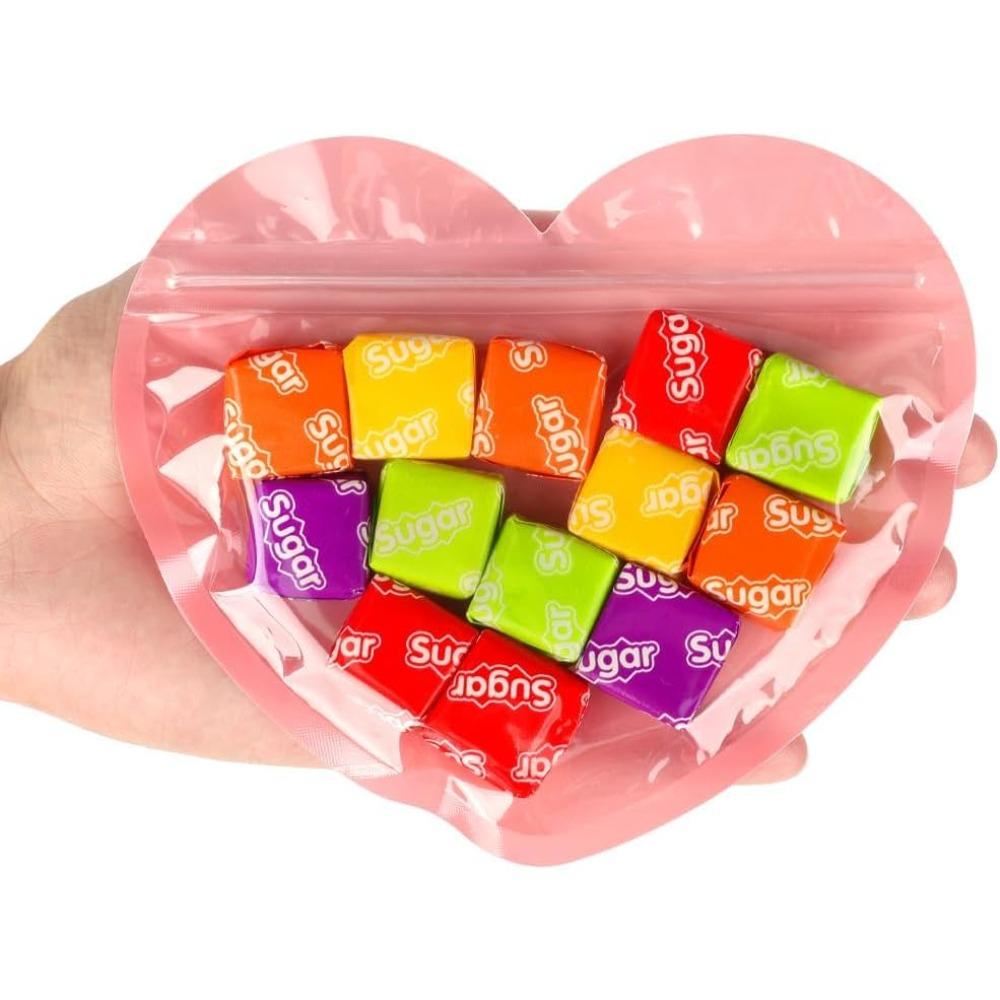 100PCS Heart-shaped Jewelry Storage Bag Transparent PVC Zipper Bag Christmas Birthday Wedding Gift Packaging Bag