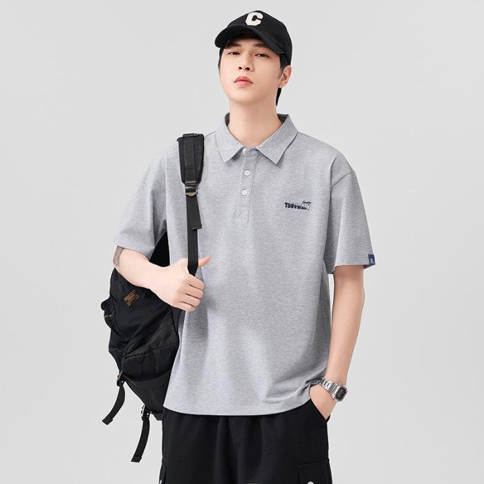 

Men s Summer New Loose Short-sleeved POLO Shirt Men s Lapel Thin Short T-top M сірий колір