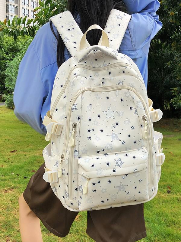 Japanese & Korean Style Backpack for Middle School Girls – Trendy Star Design, Ideal for School & Outings