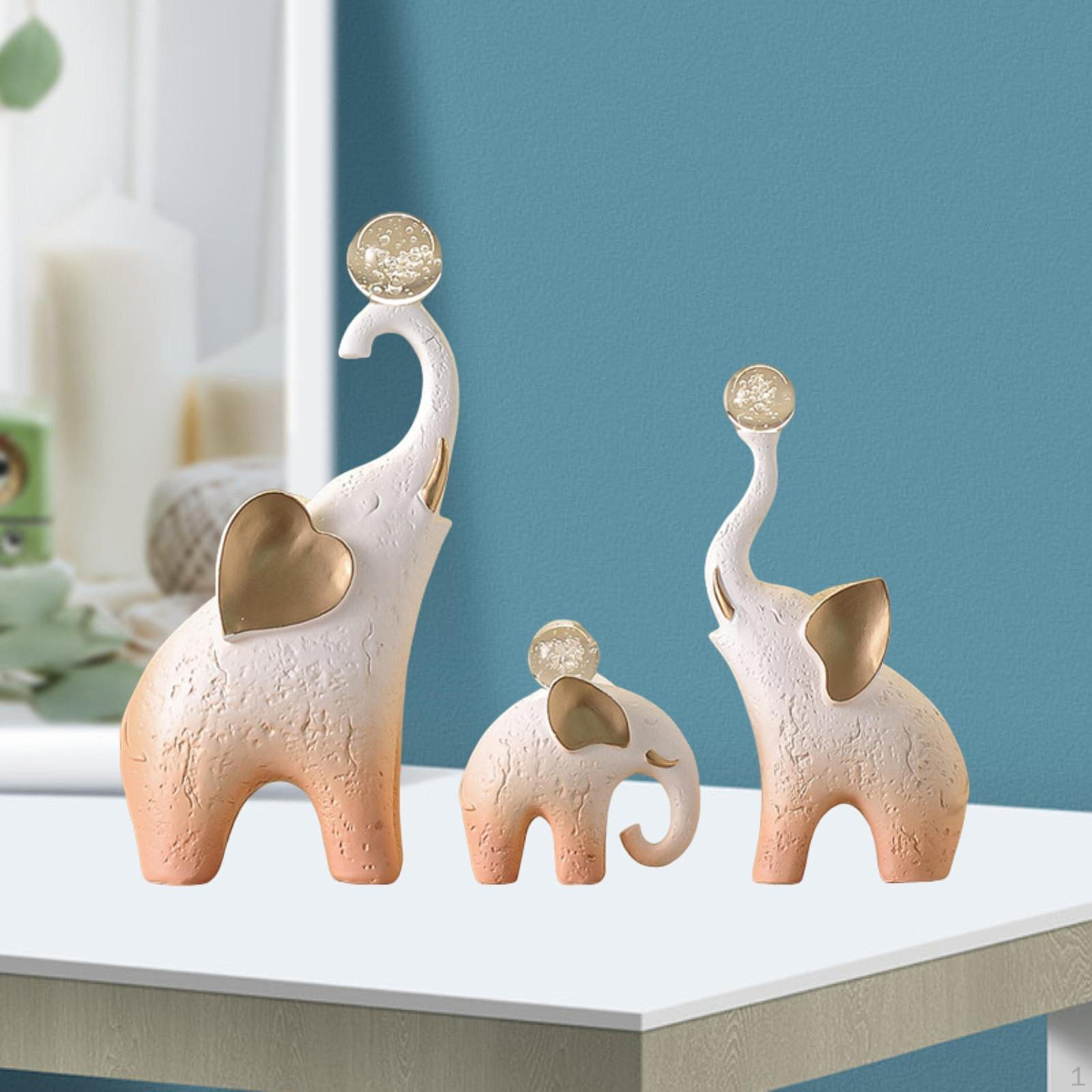 

3 статуэтки слонов для настольной и полочной экспозиции оранжевый