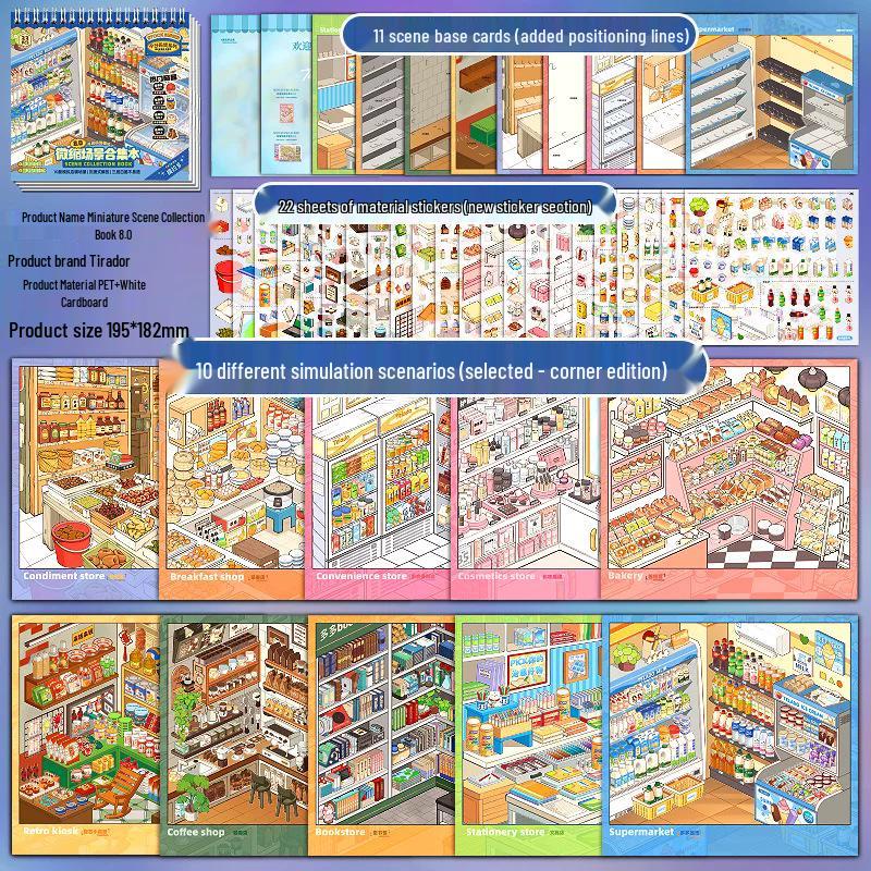 Tirado Miniature Scene Sticker Book 9.0: Fun 3D Cartoon Landscape & House Stickers