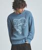 KNITTED Vintage Heart Round Knit Stone Blue