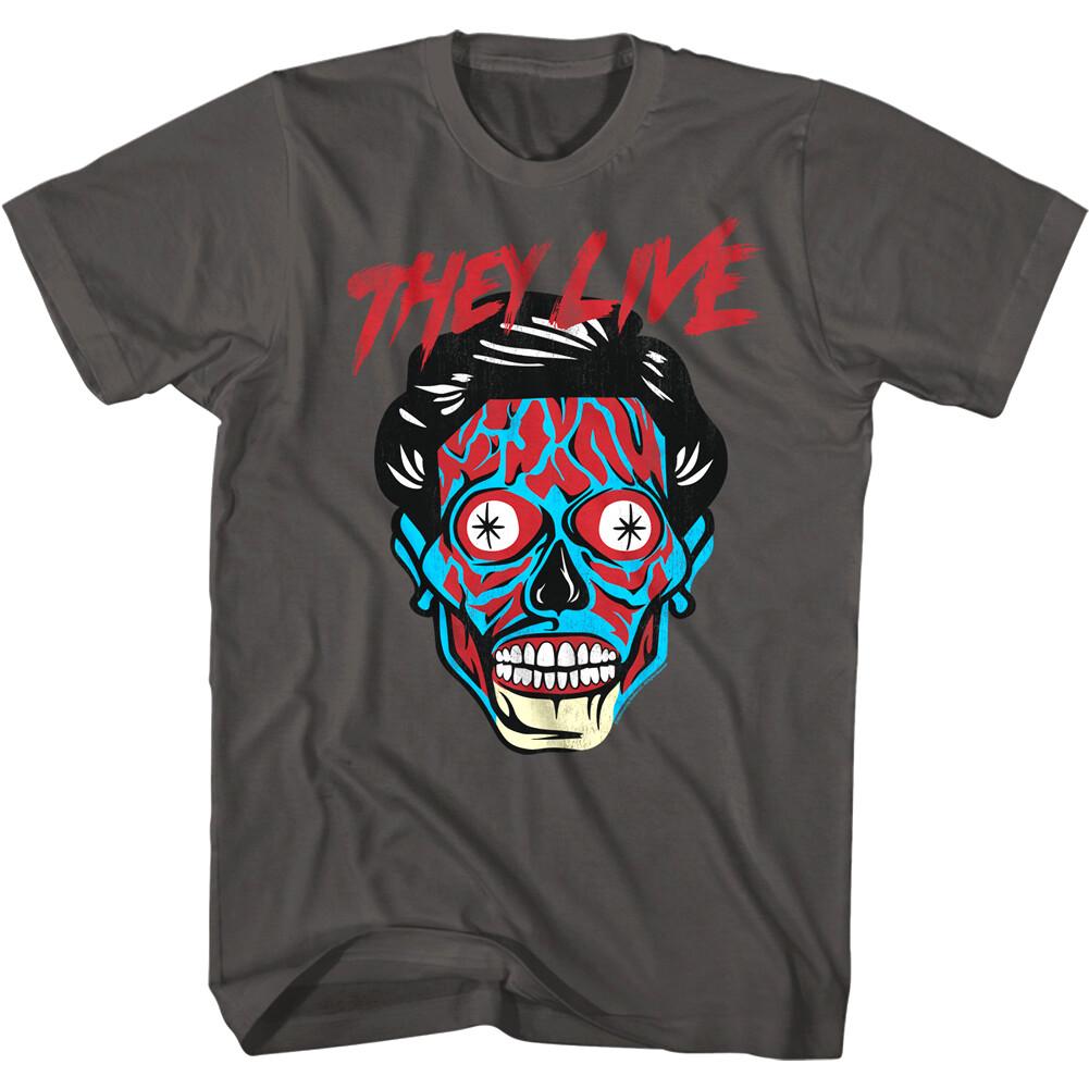 They Live Blue Alien Face Men T Shirt Horror Movie 80s Film Tee John Nada Carp S