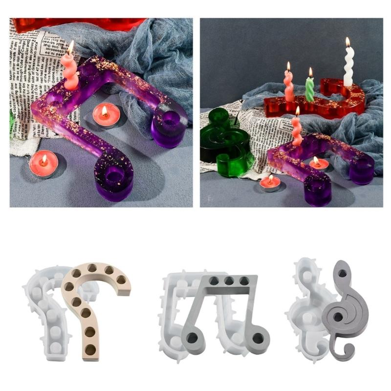 3D Candlestick Silicone Mold Music Symbol Shaped Candle Base Molds Candle Holder Mould Stylish Home Decorations Moulds