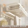 No-Drill Cream White Bathroom Towel & Storage Set