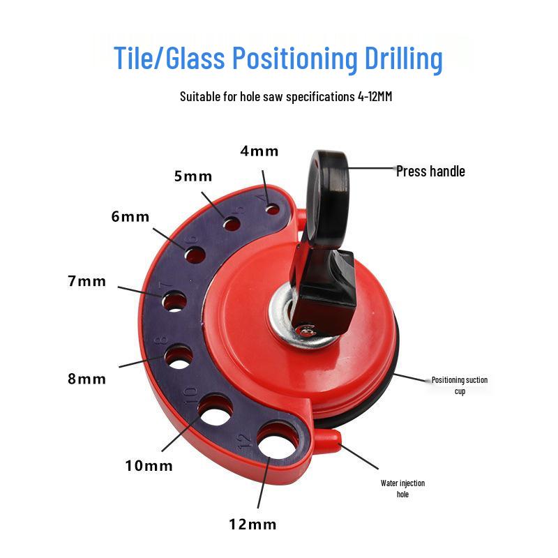 Adjustable Glass and Tile Drill Locator with Suction Cup Tool