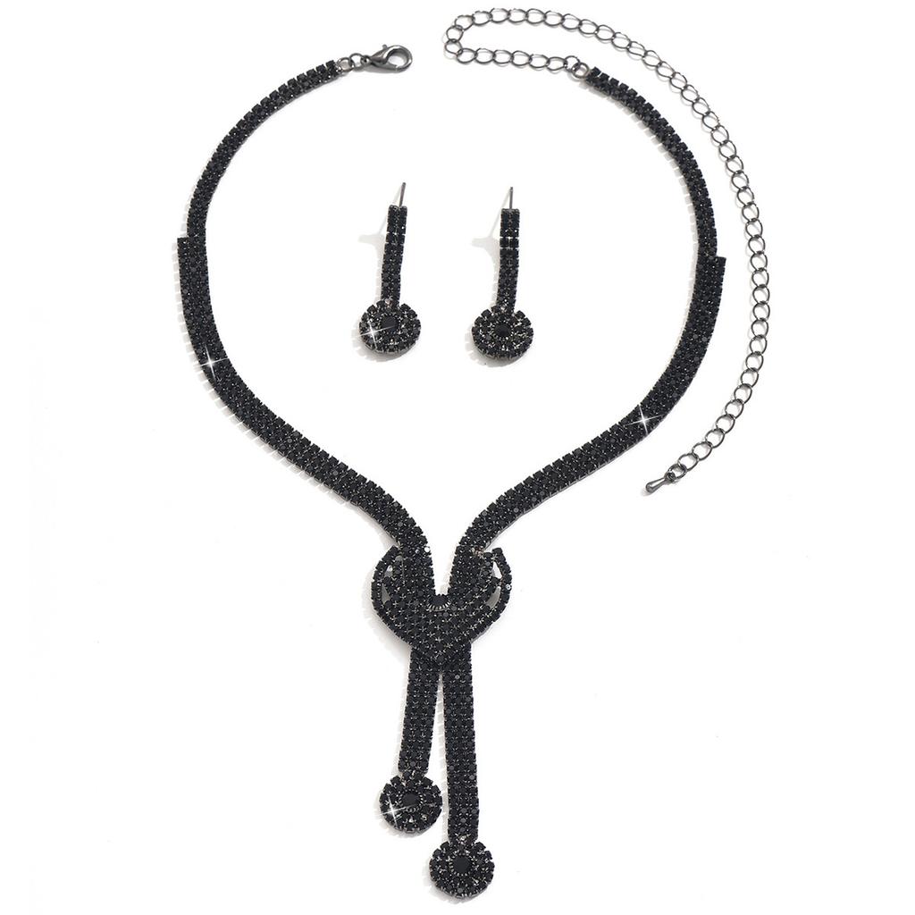 Bridal Wedding And Daily Wear, Temperament Super Flash Diamond Necklace Earrings Bracelet Three-Piece Set