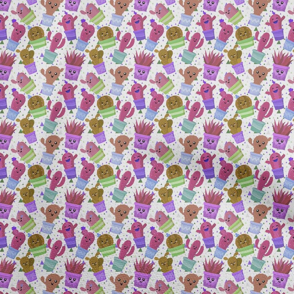 oneOone Baumwoll-Flex Staubiges Türkisgrünes Gewebe Asiatischer Kawaii Kaktus Mit Geometrischem Stoff Zum Nähen Gedruckter Bastelstoff Pro Meter 40 Zoll
